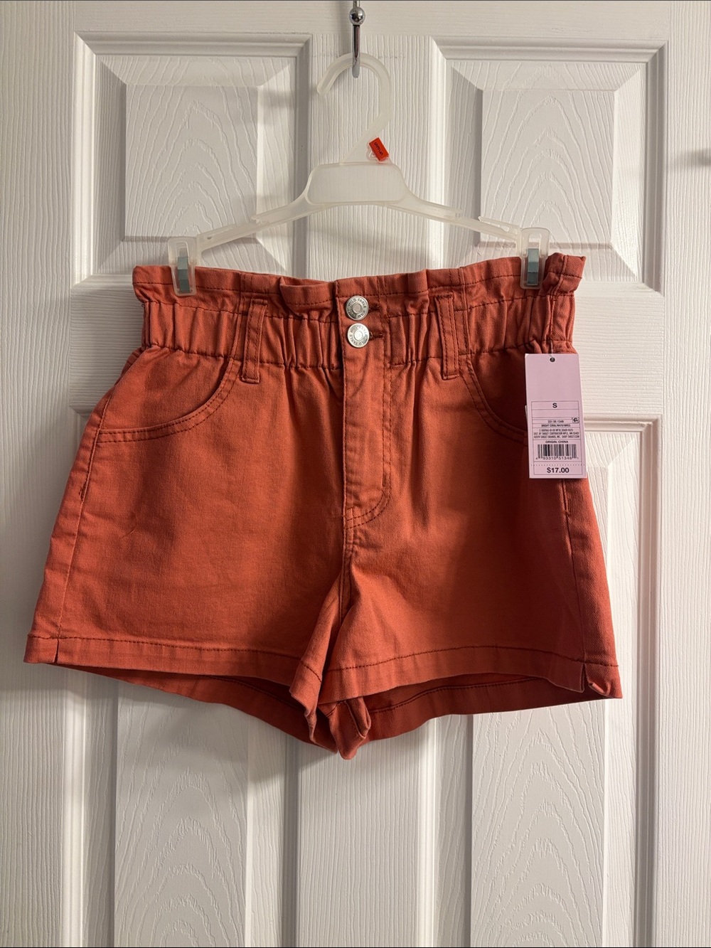 Wild Fable Bright Coral Paperbag Waist Shorts